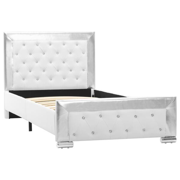 vidaXL voodiraam ilma madratsita, valge, kunstnahast, 90 x 200 cm