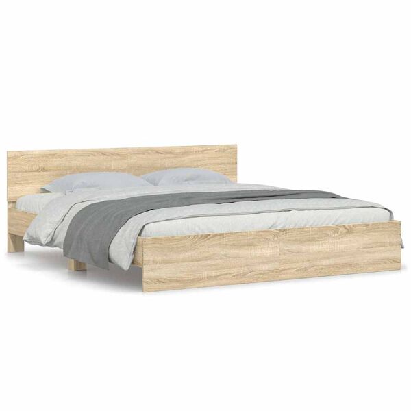 vidaXL voodiraam peatsiga, Sonoma tamm, 180 x 200 cm