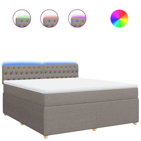 vidaXL kontinentaalvoodi madratsiga, pruunikashall, 180x200 cm, kangas