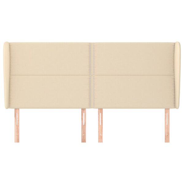 vidaXL voodipeats servadega, kreemjas, 203x23x118/128 cm, kangas