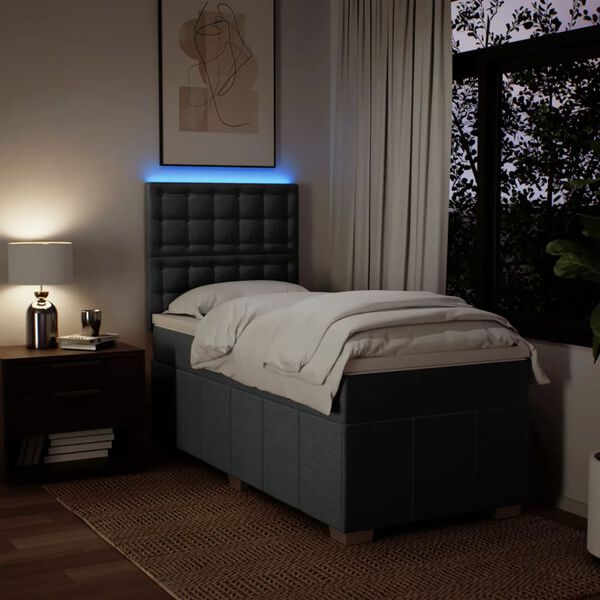 vidaXL kontinentaalvoodi madratsiga, tumehall, 80x200 cm, kangas