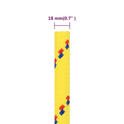 vidaXL paadiköis, kollane, 18 mm, 50 m, polüpropüleen