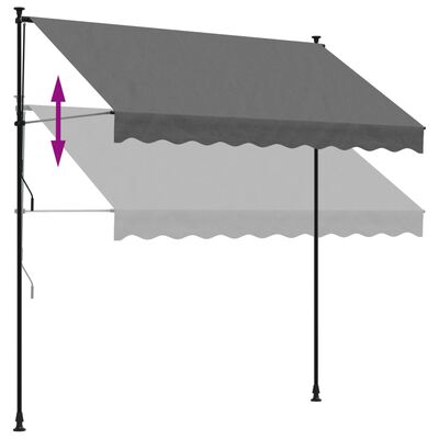 vidaXL sissetõmmatav varikatus antratsiithall, 250x150cm, kangas/teras
