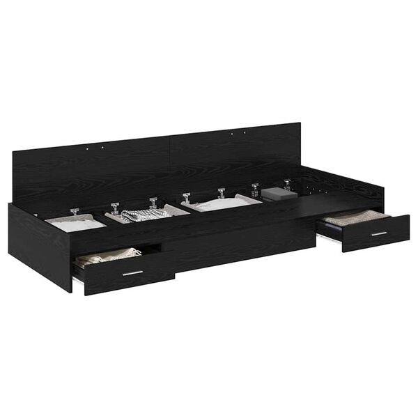 vidaXL Voodi raam peaga sahtliga Must tamm 80 x 200 cm Tehispuit