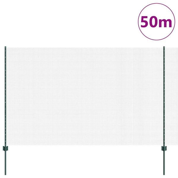vidaXL Aed koos postiga Roheline 1,5 x 50 m Terased ja PVC