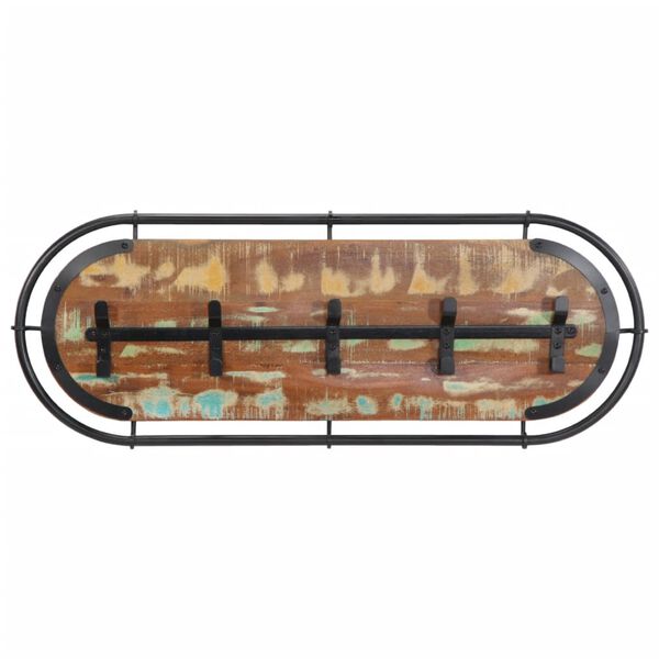 vidaXL seinale kinnitatav riidenagi 5 konksuga, taastatud puit