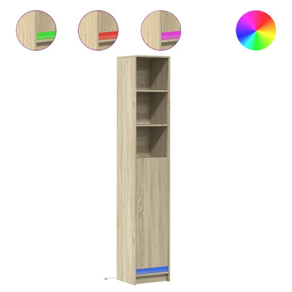 vidaXL puhvetkapp LED-tulega, Sonoma tamm, 36x32,5x200 cm, tehispuit