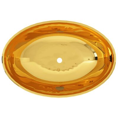 vidaXL valamu 40 x 33 x 13,5 cm, keraamiline, kuldne