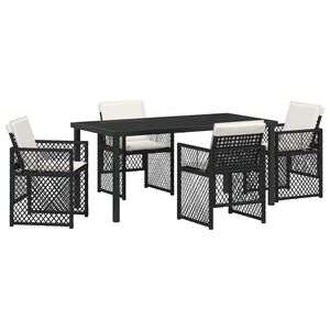 vidaXL Aia s&ouml;&ouml;gilaudade komplekt 5 pcs Must pol&uuml;rotang