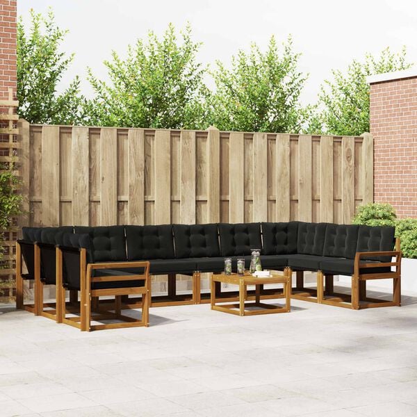 vidaXL V&auml;li diivanikomplekt padjaga 11 pcs Looduslik ja must