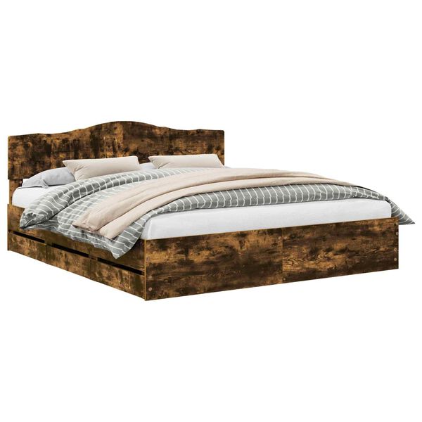 vidaXL Voodi raam sahtliga Suitsetatud tamm 180 x 200 cm Inseneripuit