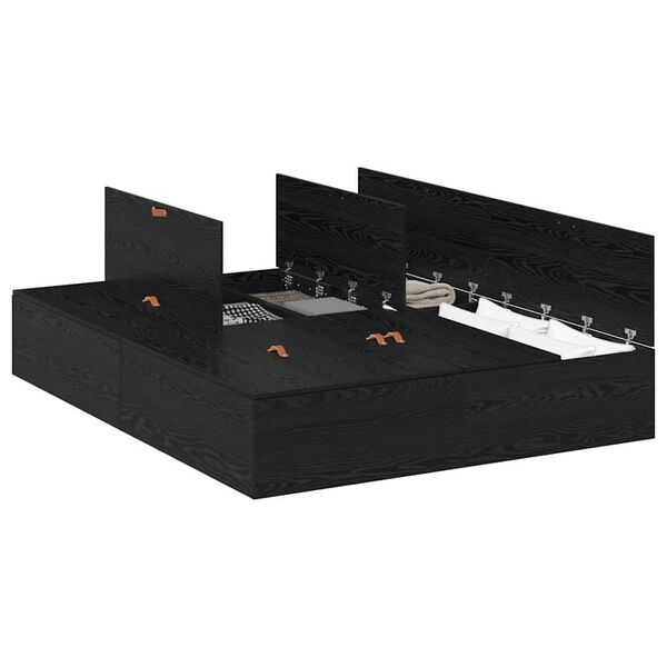 vidaXL Voodi hoiukohaga raam Must tamm 160 x 200 cm Tehispuit