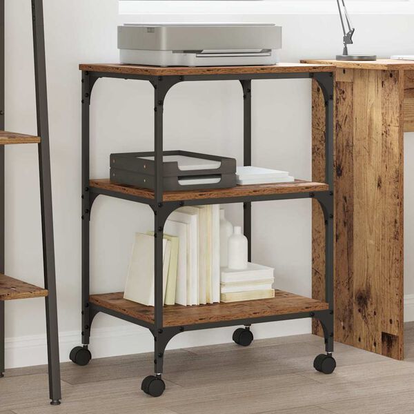 vidaXL Printeri alus Vana puit 50 x 41 x 75 cm Tehispuit