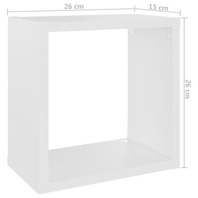 vidaXL kuubikukujulised seinariiulid 2 tk, valge, 26 x 15 x 26 cm