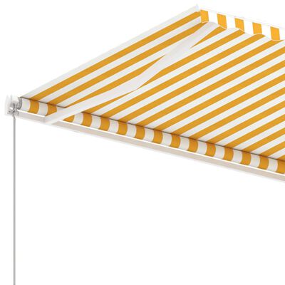 vidaXL iseseisev käsitsitõmmatav varikatus, 600x300 cm, kollane/valge