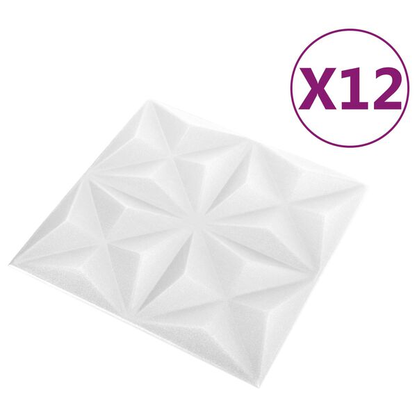 vidaXL Seinapaneelid 12 pcs Origami Valge 50 x 50 cm XPS Vaht