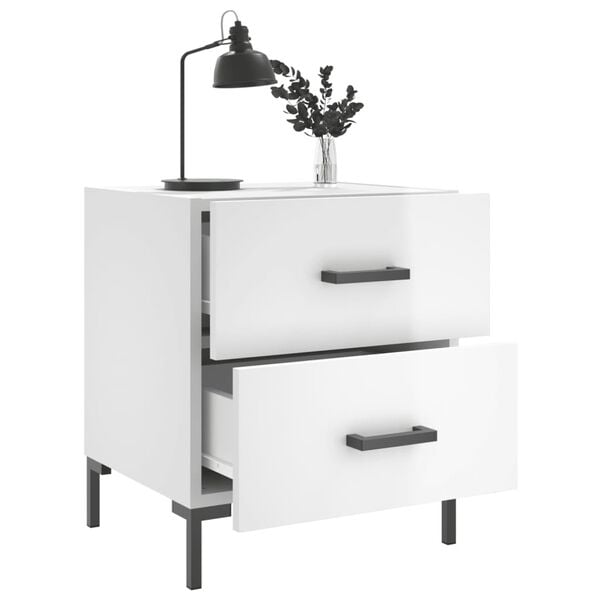 vidaXL &ouml;&ouml;kapid 2 tk, k&otilde;rgl&auml;ikega valge, 40 x 35 x 47,5 cm, tehispuit