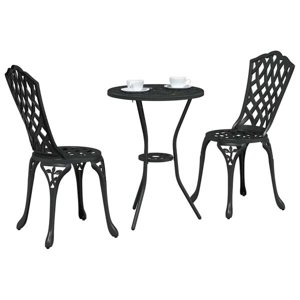 vidaXL Aia Bistroo Komplekt 3 pcs Must Alumiinium