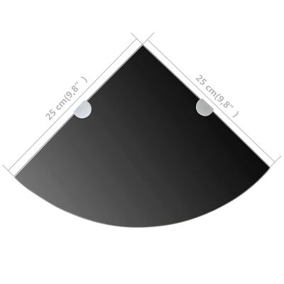 vidaXLi nurgariiul kroomitud tugedega, klaas, must 25 x 25 cm