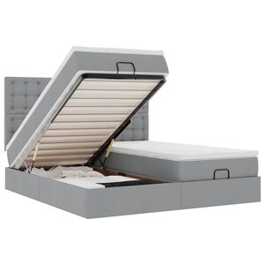 vidaXL Ottomani voodiraam madratsitega, helehall, 200x200cm, kangas