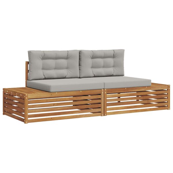 vidaXL V&auml;li diivanikomplekt padjaga 2 T&uuml;kk Looduslik ja Hele Hall