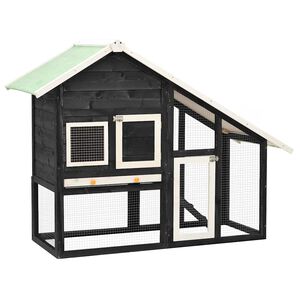 vidaXL küülikupuur, hall ja valge, 140x63x120 cm, kuusepuidust