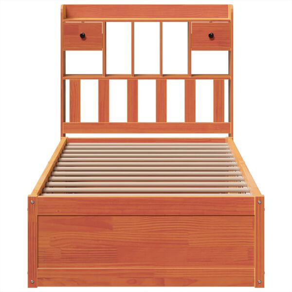 vidaXL voodi ilma madratsita, vahapruun, 100 x 200 cm, m&auml;nnipuit