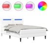 vidaXL Voodi raam LED-ribadega peaga Valge 140 x 190 cm Kunstnahk