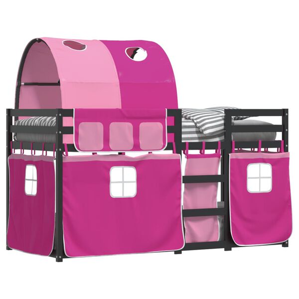 vidaXL narivoodi kardinatega, roosa, 80x200 cm, m&auml;nnipuit