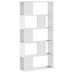vidaXL raamaturiiul 5-korruseline, valge, 80,5x23,5x162,5 cm tehispuit