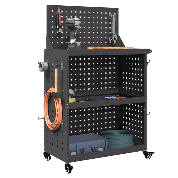 vidaXL Tööriistade käru Must 65 x 35 x 111 cm Külmvaltsitud teras