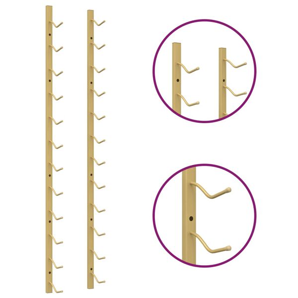 vidaXL seinale kinnitatav veiniriiul 12 pudelile, kuldne raud