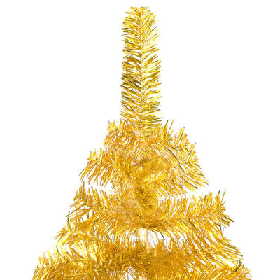 vidaXL valgustusega kunstkuusk kuulidega, kuldne, 240 cm, PET