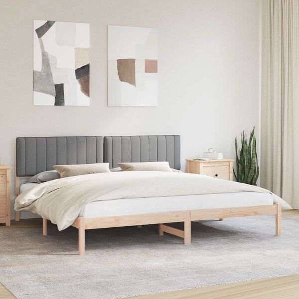 vidaXL Voodiraam Pehme Peatoega peaga Helehall 200 x 200 cm Tahke m&auml;nd