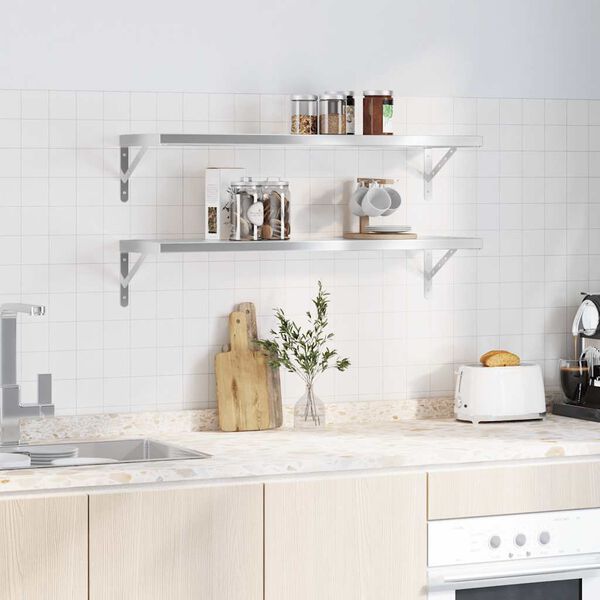 vidaXL seinariiulid 2 tk, 100x30 cm, h&otilde;bedane, roostevaba teras