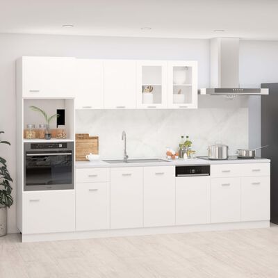 vidaXL 7-osaline köögikapi komplekt, valge, puitlaastplaat