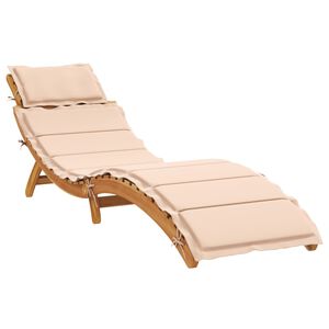 vidaXL | Lamamistool | padjaga Beež 55 x 184 x 64cm Tugev akatsiapuu