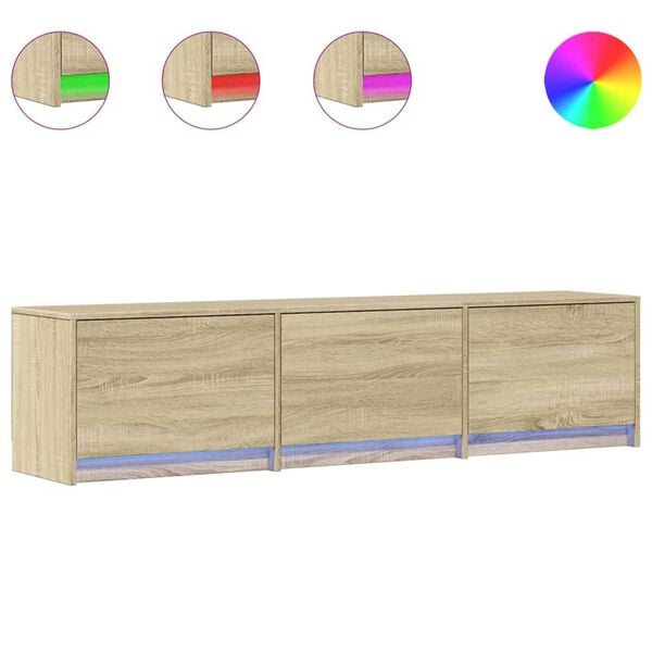 vidaXL Telerikapp LEDiga sahtliga Sonoma 165 x 34 x 40 cm Tehispuit