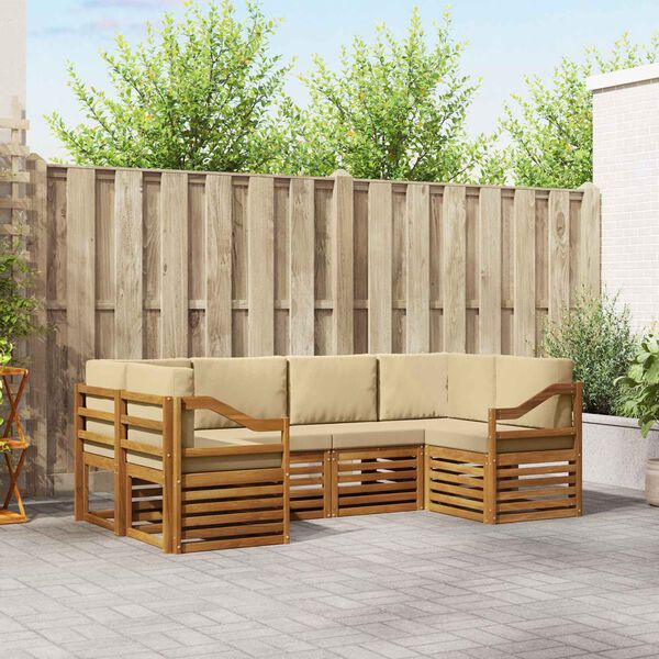 vidaXL Nurgadiivanikomplekt padjaga 6 pcs Neutraalne Tugev akatsiapuu