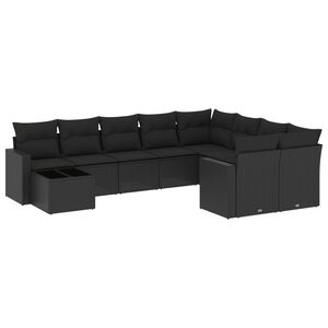 vidaXL 10-osaline aiadiivani komplekt patjadega, must, pol&uuml;rotang