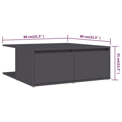 vidaXL kohvilaud, hall, 80 x 80 x 31 cm, puitlaastplaat