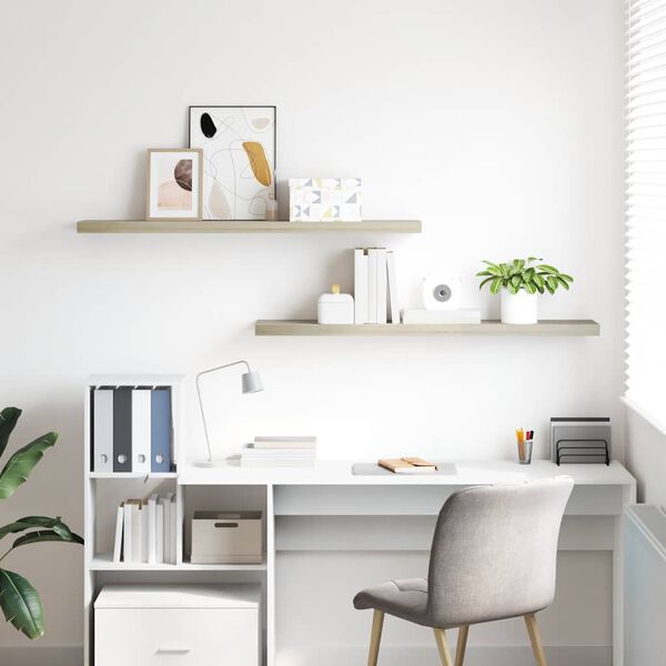 vidaXL seinariiulid, 2 tk, tammev&auml;rvi, 120x23,5x3,8 cm MDF