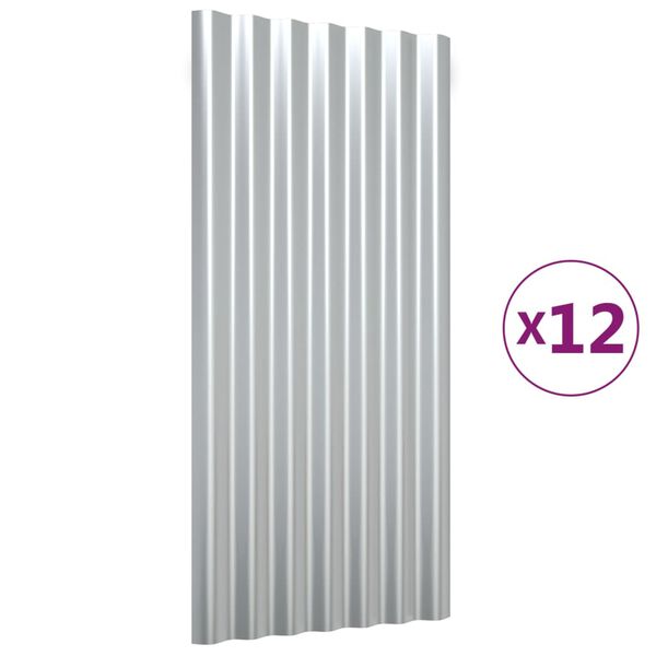 vidaXL katusepaneelid 12 tk, galvaniseeritud teras, h&otilde;bedane, 80x36 cm