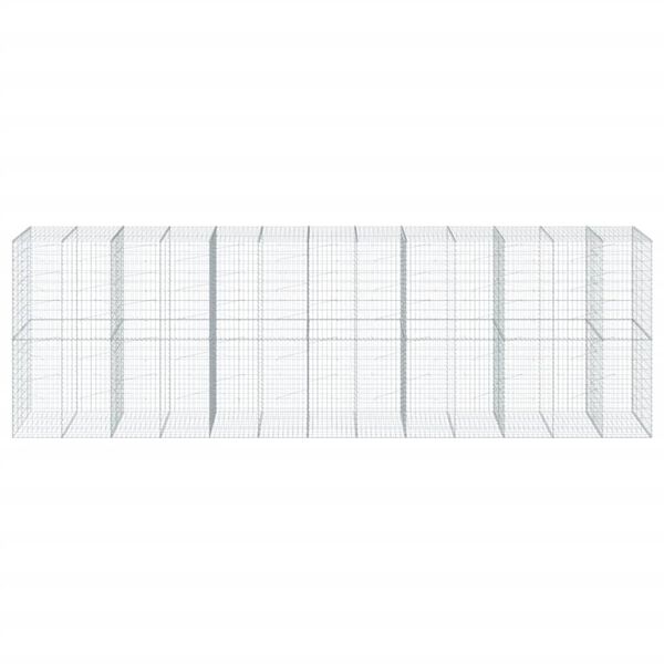 vidaXL kaanega gabioonkorv, 650x100x200 cm, tsingitud raud