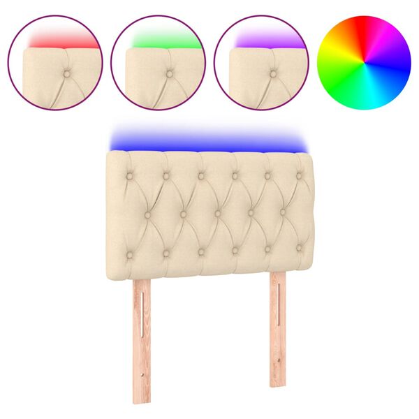 vidaXL LED-voodipeats, kreemjas, 80x7x78/88 cm, kangas