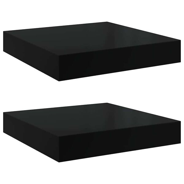 vidaXL seinariiulid, 2 tk, k&otilde;rgl&auml;ikega must, 23 x 23,5 x 3,8 cm MDF