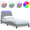vidaXL voodiraam LED-iga ilma madratsita, helehall, 90x190 cm, kangas