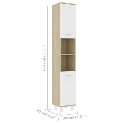 vidaXL 3-osaline vannitoamööbli komplekt valge, Sonoma, puitlaastplaat