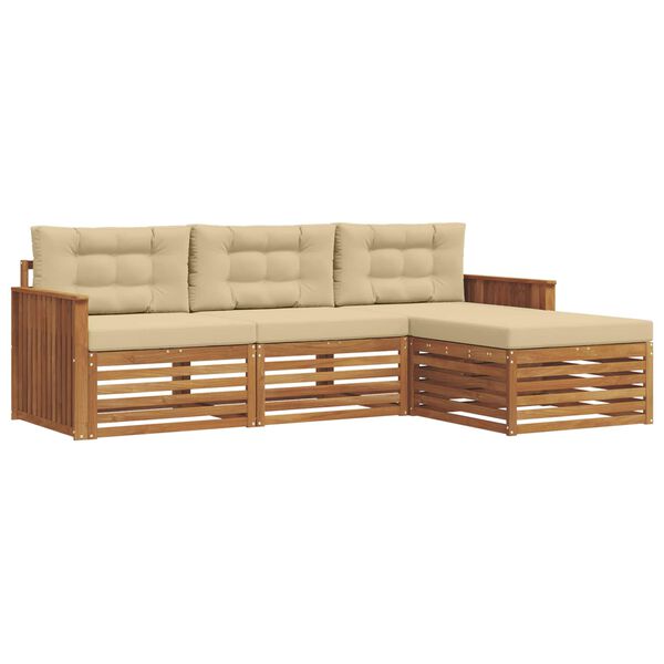 vidaXL V&auml;li diivanikomplekt padjaga 4 pcs Looduslik ja beež