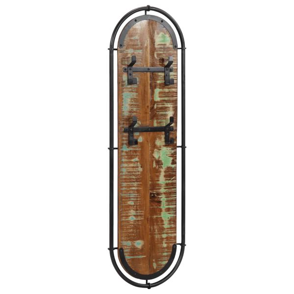 vidaXL seinale kinnitatav riidenagi 4 konksuga, 2 tk, taastatud puit